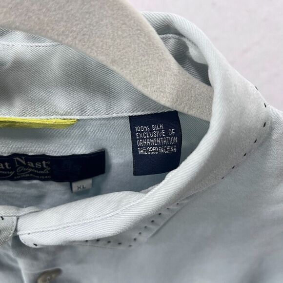 Nat Nast Shirt Men XL Light Blue 100% Silk Short Sleeve Retro Sopranos Classic - Picture 6 of 12